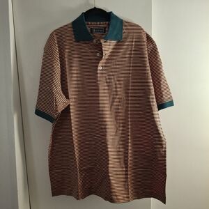 Classic Men's Striped Polo Shirt with Green Accents